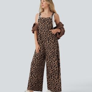 NWT Halara Leopard Print Overalls PETITE